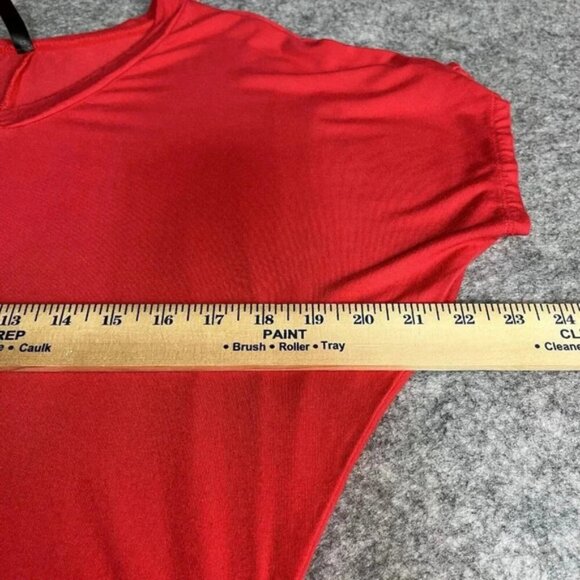 Made By Johnny Top Womens S Red Ruched Sides Oversized Casual Soft Modal - Picture 8 of 10